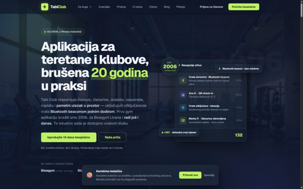 TabiClub – Aplikacija za teretane i klubove